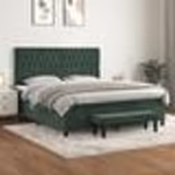 vidaXL Sommier à lattes de lit et matelas Vert foncé 180x200cm Velours - 180 x 200 cm
