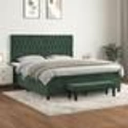 vidaXL Sommier à lattes de lit et matelas Vert foncé 180x200cm Velours - 180 x 200 cm