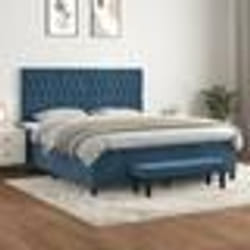 vidaXL Sommier à lattes de lit et matelas Bleu foncé 180x200cm Velours - 180 x 200 cm