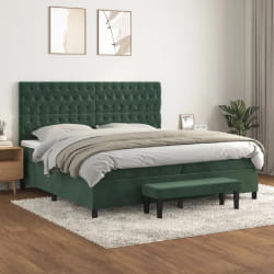 vidaXL Sommier à lattes de lit et matelas Vert foncé 200x200cm Velours - 200 x 200 cm