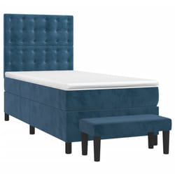 Vidaxl Sommier À Lattes De Lit Et Matelas Bleu Foncé 80x200 Cm Velours