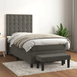 VIDAXL Sommier à lattes avec matelas 90x190 cm Velours Gris foncé