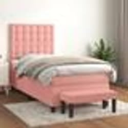 vidaXL Sommier à lattes de lit avec matelas Rose 90x190 cm Velours - 90 x 190 cm