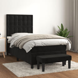 vidaXL Sommier à lattes de lit avec matelas Noir 90x200 cm Velours - 90 x 200 cm