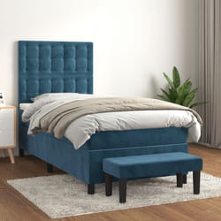 vidaXL Sommier à lattes de lit avec matelas Bleu foncé 100x200 cm - 100 x 200 cm