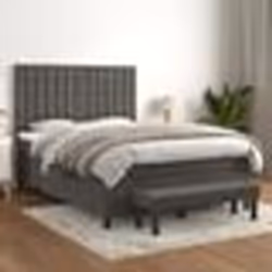 vidaXL Sommier à lattes de lit et matelas Gris foncé 140x190cm Velours - 140 x 190 cm