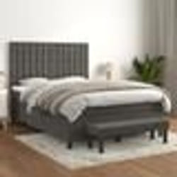 vidaXL Sommier à lattes de lit et matelas Gris foncé 140x190cm Velours - 140 x 190 cm