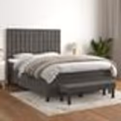 vidaXL Sommier à lattes de lit et matelas Gris foncé 140x200cm Velours - 140 x 200 cm