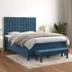 vidaXL Sommier à lattes de lit et matelas Bleu foncé 140x200cm Velours - 140 x 200 cm