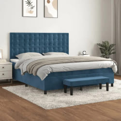 vidaXL Sommier à lattes de lit et matelas Bleu foncé 160x200cm Velours - 160 x 200 cm