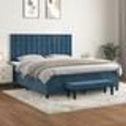 vidaXL Sommier à lattes de lit et matelas Bleu foncé 180x200cm Velours - 180 x 200 cm