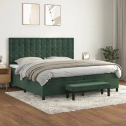 vidaXL Sommier à lattes de lit et matelas Vert foncé 200x200cm Velours - 200 x 200 cm