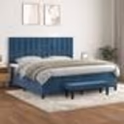 vidaXL Sommier à lattes de lit et matelas Bleu foncé 200x200cm Velours - 200 x 200 cm