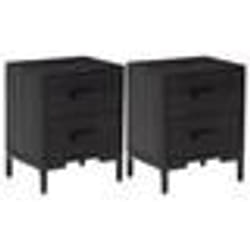 vidaXL Tables de chevet 2 pcs Noir 36x30x45 cm Bois de pin massif