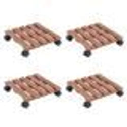 vidaXL Chariots à plantes 4 pcs Marron 30x30x7,5 cm WPC - TU
