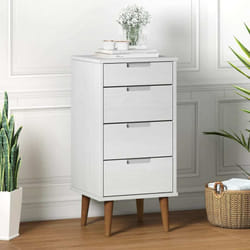 Commode Molde Blanc 40x35x82 Cm Bois De Pin Massif