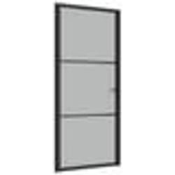 vidaXL Porte intérieure 93x201,5 cm Noir Verre mat et aluminium