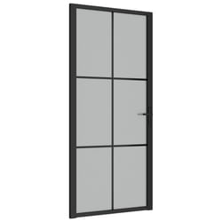 vidaXL Porte intérieure 93x201,5 cm Noir Verre mat et aluminium