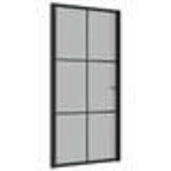 vidaXL Porte intérieure 102,5x201,5 cm Noir Verre mat et aluminium