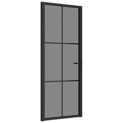vidaXL Porte intérieure 83x201,5 cm Noir Verre ESG et aluminium