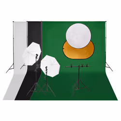 vidaXL Kit de studio photo avec éclairage toile de fond et réflecteur