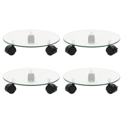 vidaXL Supports roulants à plantes 4 pcs 28 cm Verre trempé Rond - TU