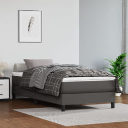 Vidaxl - Sommier à lattes de lit avec matelas Gris 90x190 cm Similicuir