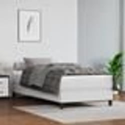 3144238 vidaXL Lit à sommier tapissier avec matelas Blanc 90x200 cm Similicuir