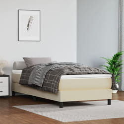 Sommier À Lattes De Lit Avec Matelas Crème 100x200cm Similicuir Vidaxl