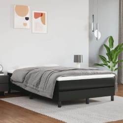 VIDAXL Sommier à lattes de lit et matelas 120x200 cm - Noir Similicuir