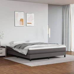 Vidaxl - The Living Store Sommier à lattes de lit avec matelas Gris 160x200 cm Similicuir - Lit Tapissier - Lit Double - Matelas à Ressorts Ensachés