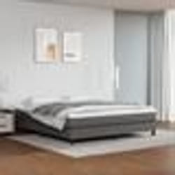 vidaXL Sommier à lattes de lit avec matelas Gris 180x200 cm Similicuir - 180 x 200 cm