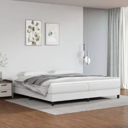 vidaXL Sommier et matelas - Blanc - 200x200 cm - Similicuir