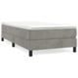 vidaXL Sommier à lattes de lit et matelas Gris clair 100x200cm Velours - 100 x 200 cm