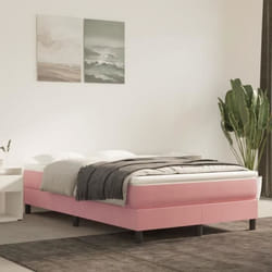 vidaXL Sommier à lattes de lit avec matelas Rose 120x200 cm Velours - 120 x 200 cm
