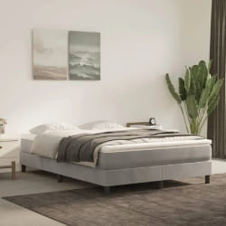 vidaXL Sommier à lattes de lit et matelas Gris clair 140x190cm Velours - 140 x 190 cm