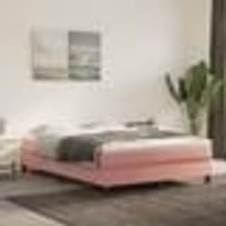 vidaXL Sommier à lattes de lit avec matelas Rose 140x190 cm Velours - 140 x 190 cm
