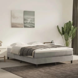 vidaXL Sommier à lattes de lit et matelas Gris clair 140x200cm Velours - 140 x 200 cm