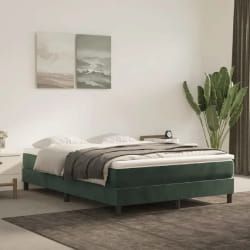 vidaXL Sommier à lattes de lit et matelas Vert foncé 140x200cm Velours - 140 x 200 cm