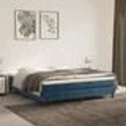 vidaXL Sommier à lattes de lit et matelas Bleu foncé 160x200cm Velours - 160 x 200 cm