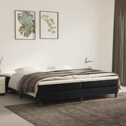 vidaXL Sommier à lattes de lit et matelas Noir 200x200 cm Velours - 200 x 200 cm