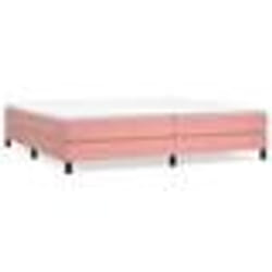 vidaXL Sommier à lattes de lit avec matelas Rose 200x200 cm Velours - 200 x 200 cm