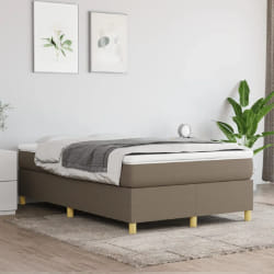 vidaXL Sommier à lattes de Lit et Matelas - Taupe Tissu