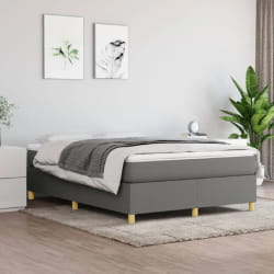 vidaXL Sommier lit avec matelas - Gris foncé