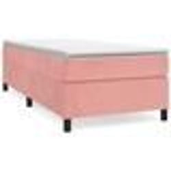 vidaXL Sommier à lattes de lit avec matelas Rose 90x190 cm Velours - 90 x 190 cm