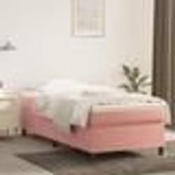 vidaXL Sommier à lattes de lit avec matelas Rose 100x200 cm Velours - 100 x 200 cm