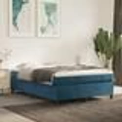 vidaXL Sommier à lattes de lit et matelas Bleu foncé 140x190cm Velours - 140 x 190 cm