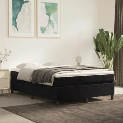 vidaXL Sommier à lattes de lit avec matelas Noir 140x200 cm Velours - 140 x 200 cm