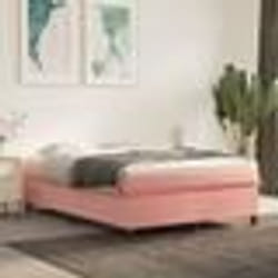 vidaXL Sommier à lattes de lit avec matelas Rose 140x200 cm Velours - 140 x 200 cm