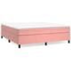 vidaXL Sommier à lattes de lit avec matelas Rose 160x200 cm Velours - 160 x 200 cm